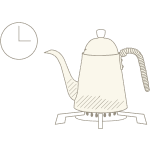 加热的时候　请不要长时间离开加热中的咖啡壶，否则容易导致干烧甚至火灾。干烧会导致咖啡壶表面严重变色，还有可能造成壶身漏水、把手的葛藤烧焦。